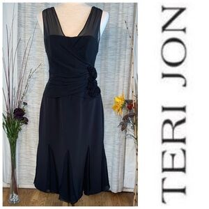 Rickie Freeman Teri Jon black sleeveless party dress.